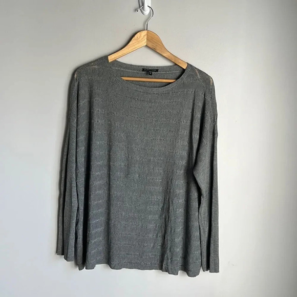 Eileen Fisher Gray Crew Neck Sweater - Picture 1 of 11